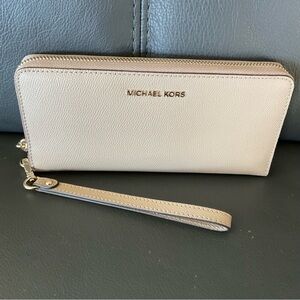 Michael Kors Beige Wristlet Clutch